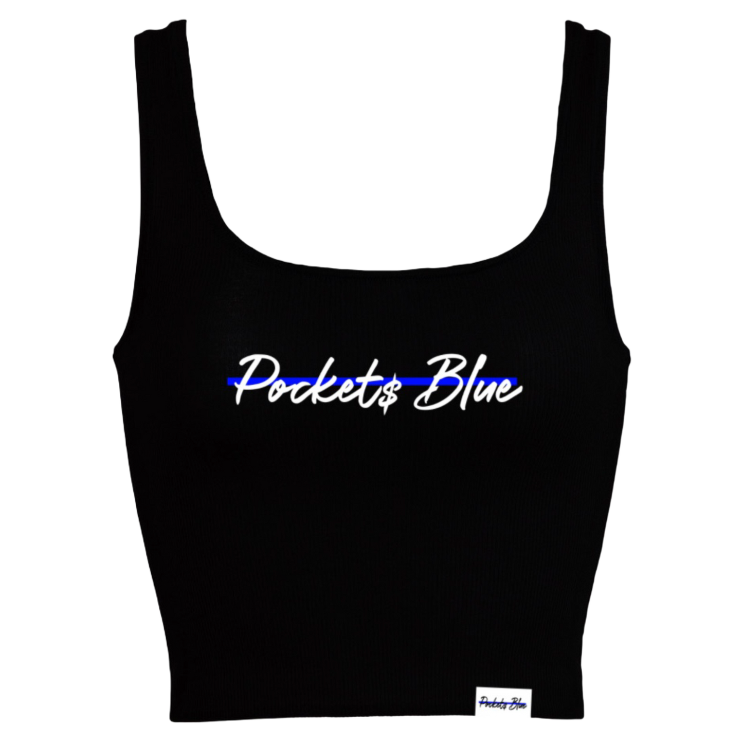 POCKET$ BLUE CROP TOP